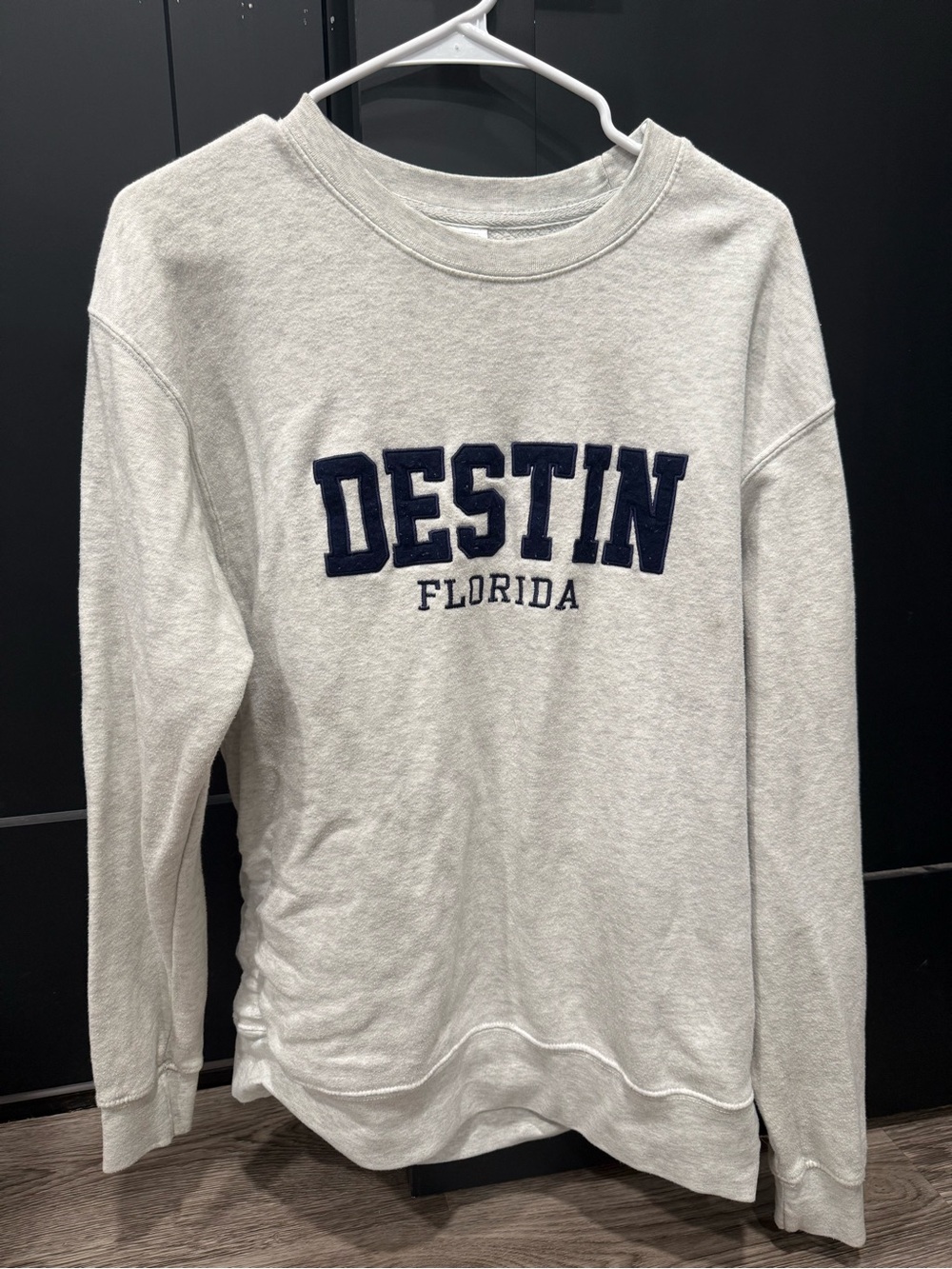 DESTIN Florida Crewneck Sweatshirt - Light Gray with Navy Lettering